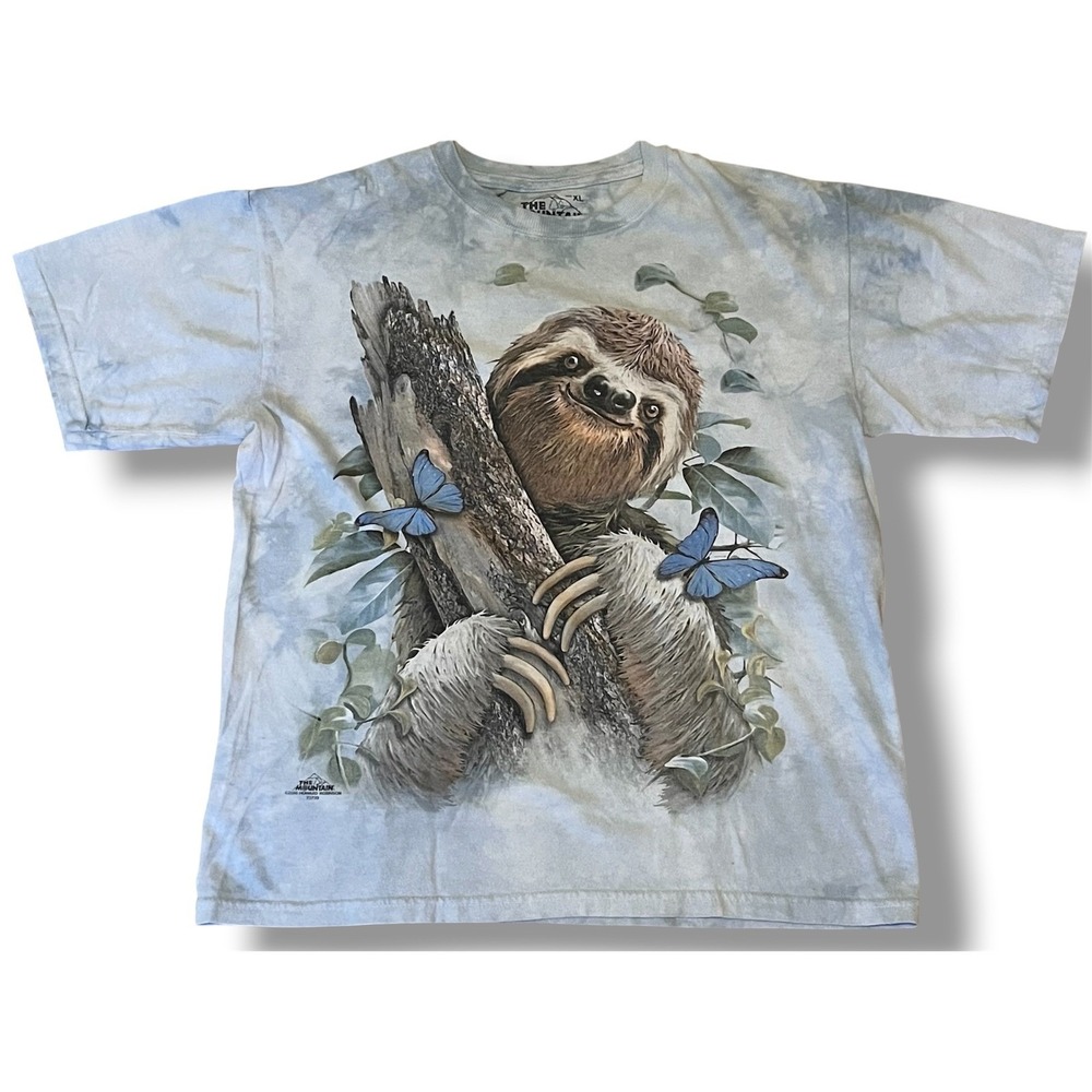 The Mountain Sloth Butterflies T-Shirt Kids XL Blue Tie Dye Howard Robinson 2016